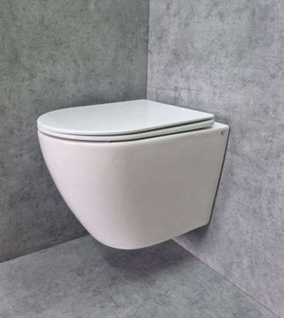 Унитаз подвесной CeramaLux TR2196 белый с сиденьем микролифт смыв торнадо