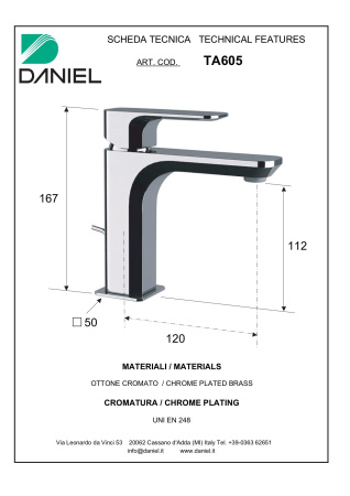 Смеситель Daniel Tiara TA605-CR на раковину хром