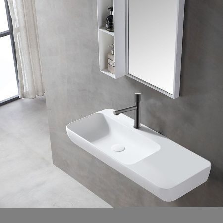 Смеситель Vincea Groove VBF-4G1GM на раковину вороненая сталь