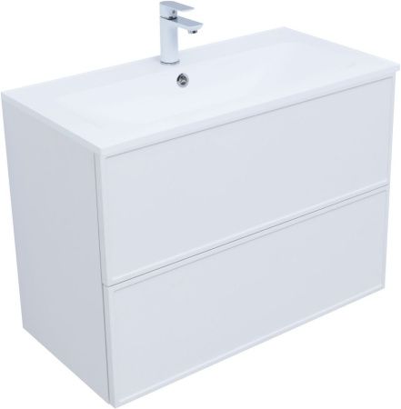 Раковина из искусственного камня Aquanet Арт 00318928 90х50 полувстраиваемая цвет белый 1 отверстие под смеситель