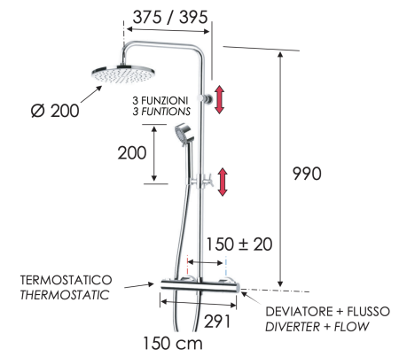 Душевая стойка Remer Elegance EQ37330FG настенная
