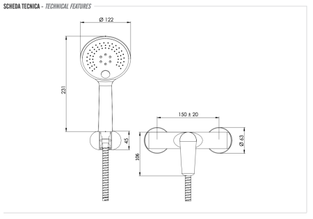 Смеситель для душа Remer Vanity V38 настенный хром