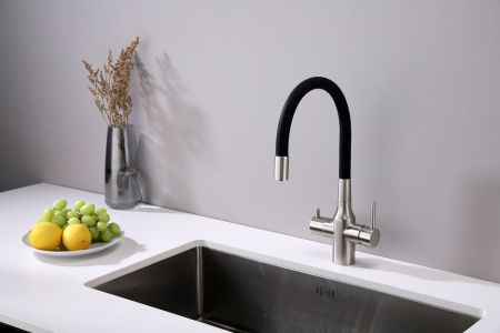 Смеситель для кухни Paulmark НИКЕЛЬ Sa213419-BS на мойку никель