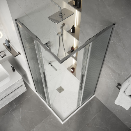 Душевой уголок Niagara Nova NG-4623-34 90х90 стекло рифленое профиль хром глянцевый без поддона