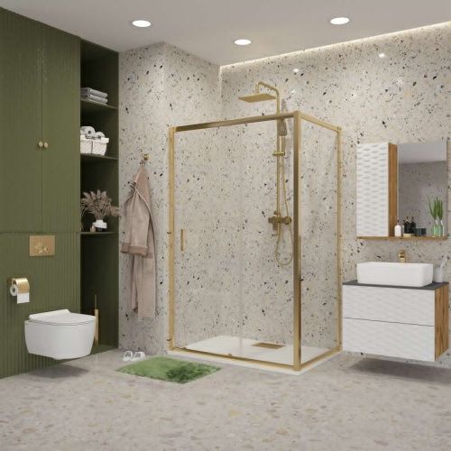 Душевой уголок Niagara Nova NG-42-12AG-A90G 120х90 стекло прозрачное профиль золото без поддона - фото 2
