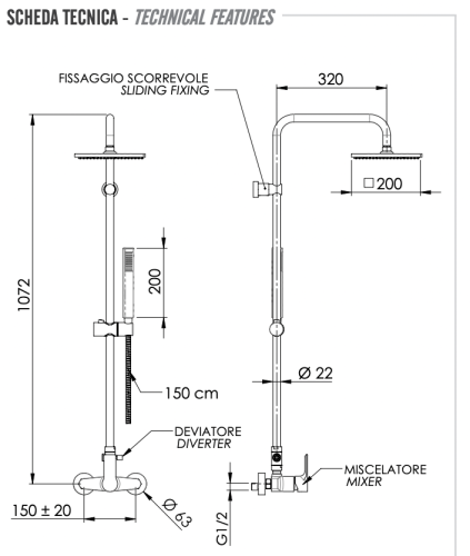 Душевая стойка Remer Energy EY37X7SS9SSCFP настенная - фото 2