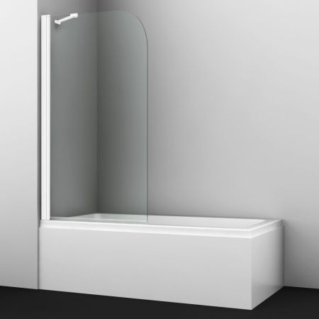 Душевая шторка на ванну Wasserkraft Leine 35P 35P01-80WHITE Fixed 80х140 стекло прозрачное профиль белый ориентация универсальная