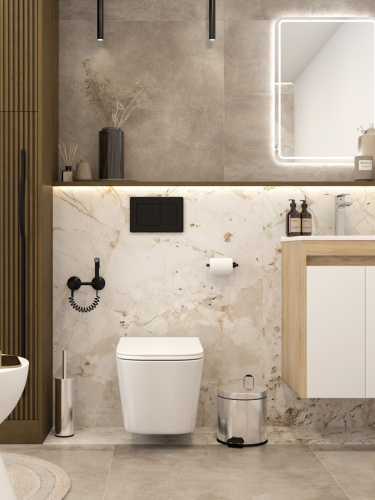 Унитаз подвесной Teymi Helmi T40307 белый с сиденьем микролифт безободковый каскадный смыв - фото 4