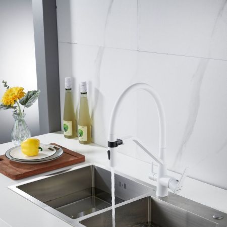 Смеситель для кухни Shevanik S278C на мойку белый