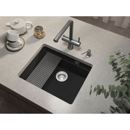 Кухонная мойка Grandex Aqua 500205 55х45 цвет черный поверхность матовая