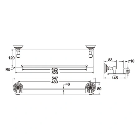 Полка в ванную комнату Rose RG14Q RG1419Q