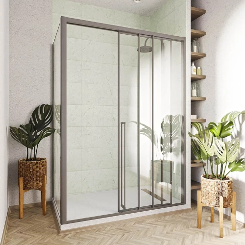 Душевой уголок Veconi Premium Prato PR3/R-SP-110100-01-GR-C4 110х100 стекло прозрачное профиль графит без поддона - фото 2