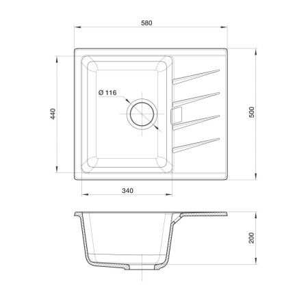 Кухонная мойка Rivelato RAUM RM-58 beige scuro 60х50 цвет бежевый
