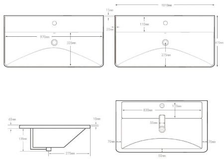 Раковина керамическая Aquanet Ирис 00323884 100х50 полувстраиваемая цвет белый 1 отверстие под смеситель