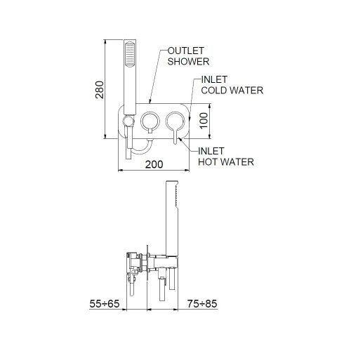 Смеситель для ванны и душа Webert Coral CO860512560 настенный черный - фото 3