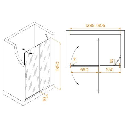 Душевая дверь RGW Leipzig 351200413-21 130х195 стекло матовое профиль хром
