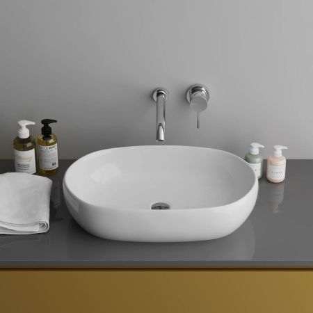 Раковина из сантехнического фаянса Grossman GR-3015 60х40 накладная цвет белый без отверстий под смеситель