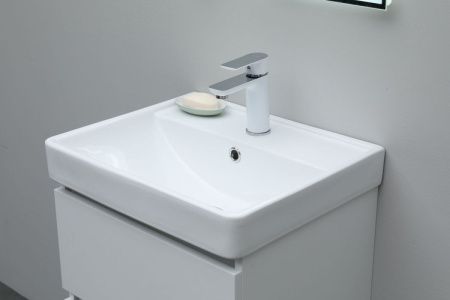 Раковина керамическая Aquanet Ирис 00301802 50х40 полувстраиваемая цвет белый 1 отверстие под смеситель