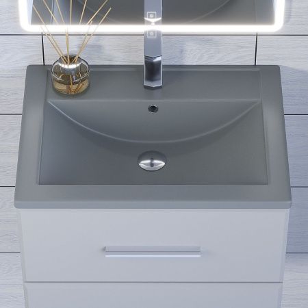 Раковина из искусственного камня Uperwood Foster Quartz 291030052 60х40 полувстраиваемая цвет серый