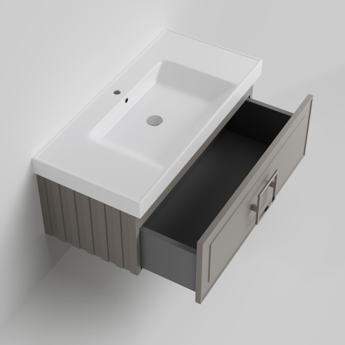 Тумба с раковиной La Fenice CUBO NFNC-01-CUB-C-100-1-100 101х36х49 подвесная цвет бежевый - фото 2