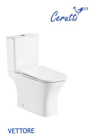 Унитаз напольный с бачком Cerutti SPA CT7192 белый с сиденьем микролифт безободковый каскадный смыв