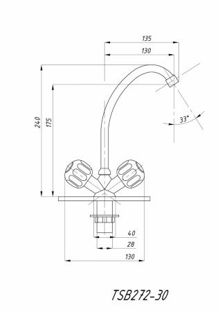 Смеситель для кухни TSARSBERG TSB-272-30 на мойку хром