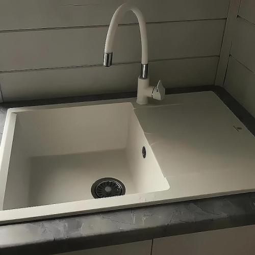 Смеситель для кухни Haiba HB70113-8 на мойку белый/хром - фото 5