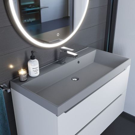 Раковина из искусственного камня Uperwood Classic Quartz 293020633 100х50 полувстраиваемая цвет серый