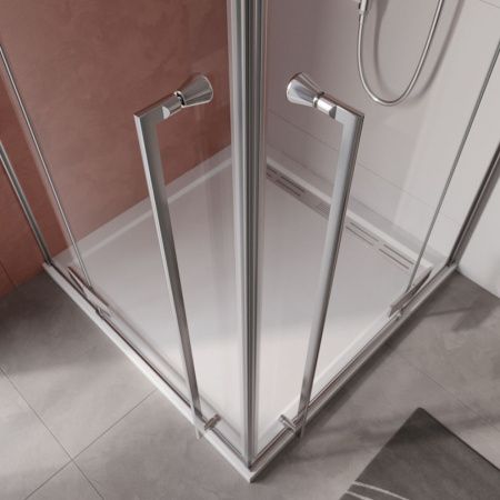 Душевой уголок Cezares LINER LINER-A-2-100-C-Cr 100х100 стекло прозрачное профиль хром без поддона