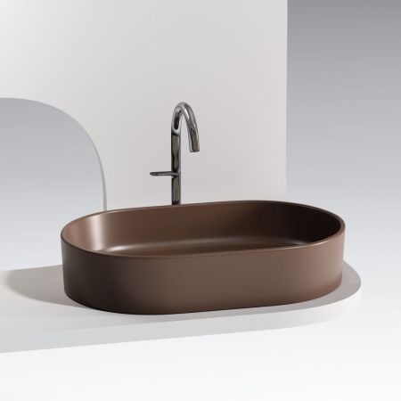 Раковина из сантехнического фарфора Ceramica Nova ELEMENT CN6048MDB 60х40 накладная цвет коричневый без отверстий под смеситель