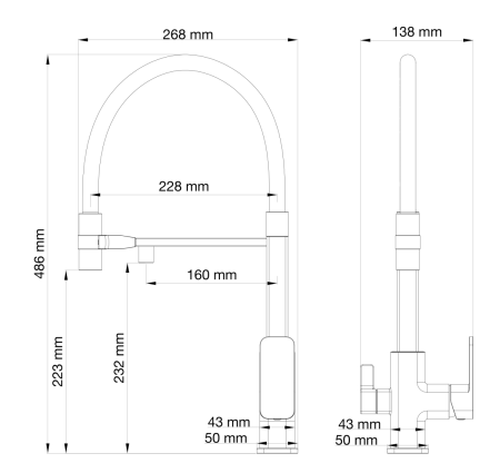 Смеситель для кухни Wonzon & Woghand WW-88458012-MB на мойку черный