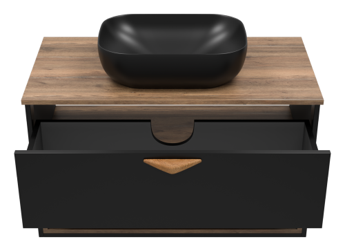 Тумба под раковину Brevita Bergen BER-07090-19-02-1Я 90х48х52 подвесная цвет черный/коричневый - фото 5