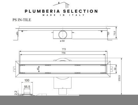 Душевой лоток Plumberia Selection PST IN-TILE PST80OR