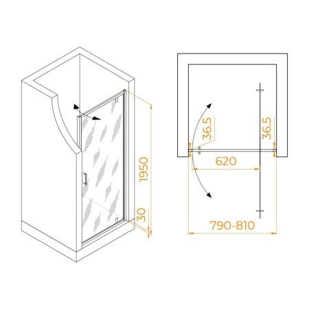Душевая дверь RGW Leipzig 711210208-14 80х195 стекло прозрачное профиль черный