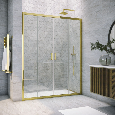 Душевая дверь Vegas-Glass Z2P TUR+NOVO Z2P TUR NOVO 160 09 crystalvision 160х200 стекло прозрачное профиль золото глянцевое