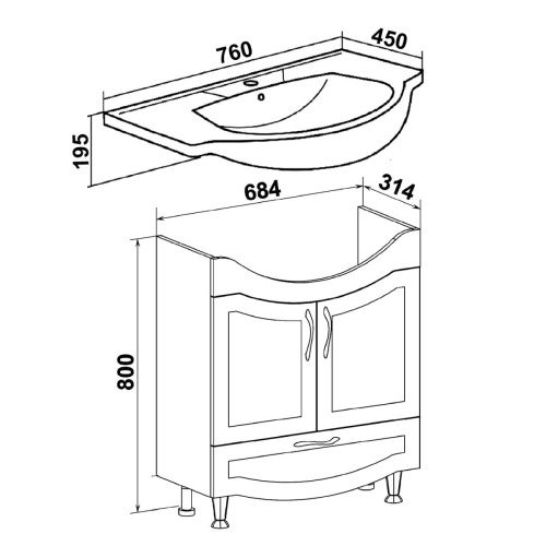 Тумба под раковину Runo Неаполь 00-00001034 70х30 напольная цвет белый - фото 5