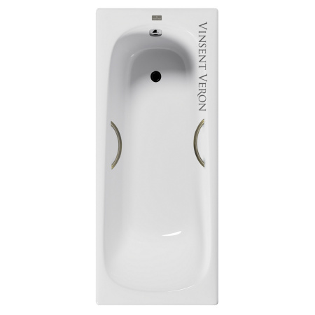 Ванна чугунная Vinsent Veron Concept VCO1507042H/VH0015BR 150х70 пристенная прямоугольная с ножками с ручками