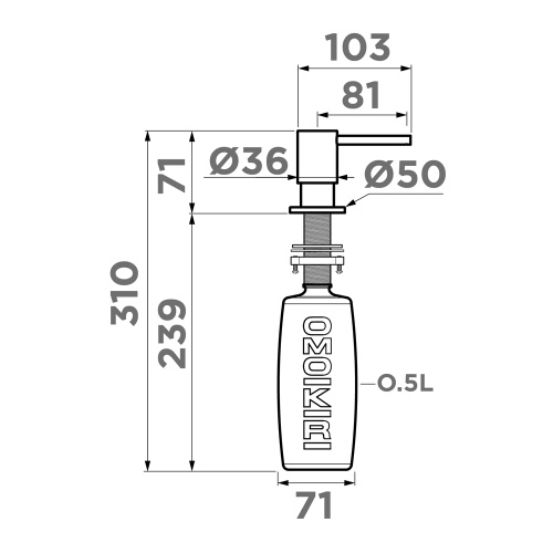 Дозатор Omoikiri OM-08 4995085 - фото 2
