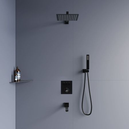 Душевая система RGW Shower Panels 511408371-04 встраиваемая в стену цвет черный с термостатом