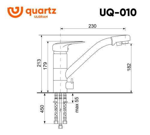 Смеситель для кухни Ulgran Quartz UQ-010-10 на раковину песок - фото 2