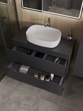 Тумба с раковиной Orange Line Li-100TugMDF+B07-540W 100х50 цвет серый