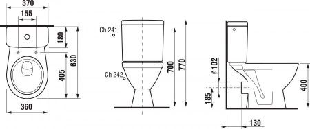 Унитаз-компакт напольный с бачком Jika Lyra plus 8263860002429 белый без сиденья каскадный смыв