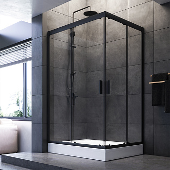 Душевой уголок Am.Pm Gem W90G-404-120290-BT 90х120 стекло прозрачное профиль черный матовый без поддона