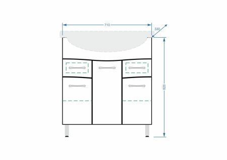 Тумба под раковину Stella Polar Волна SP-00000125 70х30 напольная цвет белый