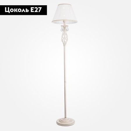 Торшер Eurosvet Amelia (Амелиа) 10073/1 белый с золотом/прозрачный хрусталь Strotskis