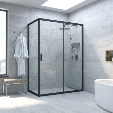 Душевой уголок Vegas-Glass ZP+ZPV TUR+NOVO ZP+ZPV NOVO h2000 120*70 02М crystalvision 120х70 стекло прозрачное профиль черный матовый без поддона