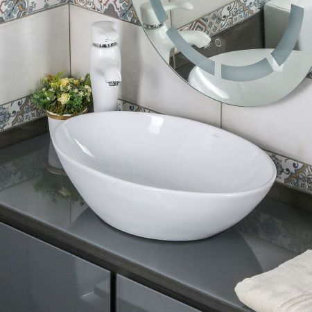 Раковина из сантехнического фарфора Melana 320361-805 60х40 накладная цвет белый без отверстий под смеситель