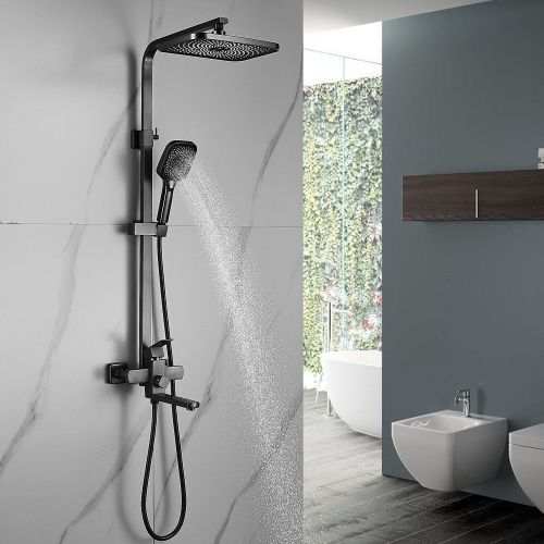 Душевая стойка Shevanik S7036T настенная цвет оружейная сталь - фото 4