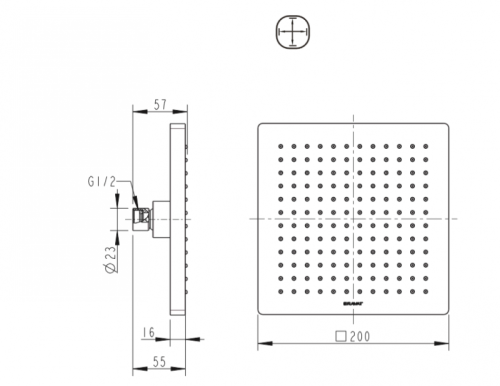 Верхний душ Bravat Built-in P7078C-RUS хром - фото 2