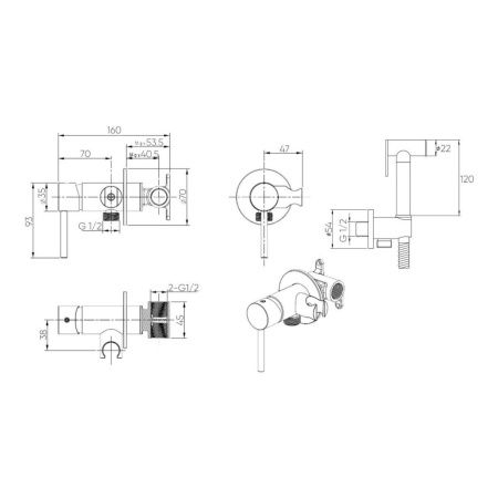 Гигиенический душ со смесителем Bronze de Luxe LIBERTY 701GG серый